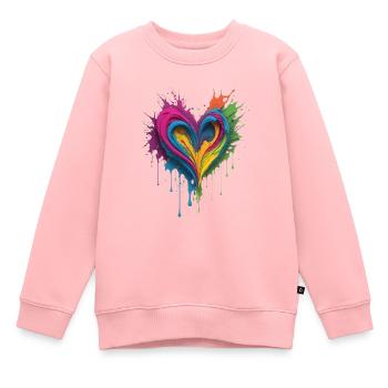 Cœur de peinture liquide - Sweat Premium enfant bio - rose - Devant - AI Model Kid Female (0cm)
