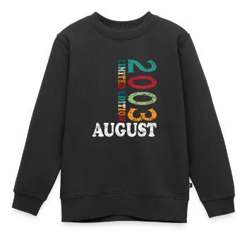 August 2003 Jahrestag August 2003 August - Kinder Premium Organic Sweatshirt - Schwarz - Vorne - AI Model Kid Female (0cm)