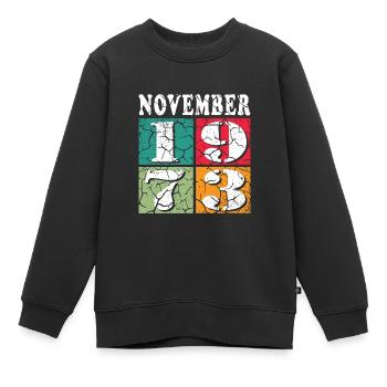 Novembre 1973 Anniversaire Novembre 1973 Novembre - Sweat Premium enfant bio - noir - Devant - AI Model Kid Female (0cm)