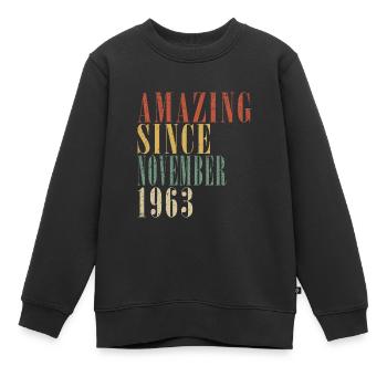 Novembre 1963 Anniversaire Novembre 1963 Novembre - Sweat Premium enfant bio - noir - Devant - AI Model Kid Female (0cm)