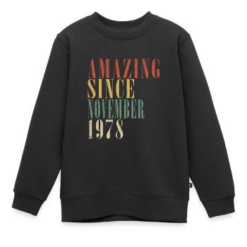 Novembre 1978 Anniversaire Novembre 1978 Novembre - Sweat Premium enfant bio - noir - Devant - AI Model Kid Female (0cm)