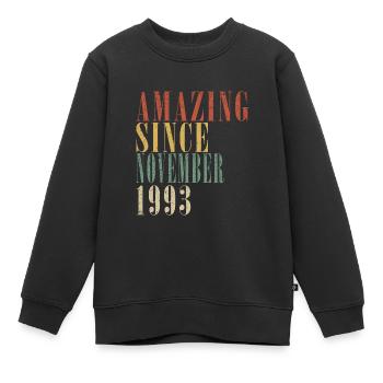 Novembre 1993 Anniversaire Novembre 1993 Novembre - Sweat Premium enfant bio - noir - Devant - AI Model Kid Female (0cm)