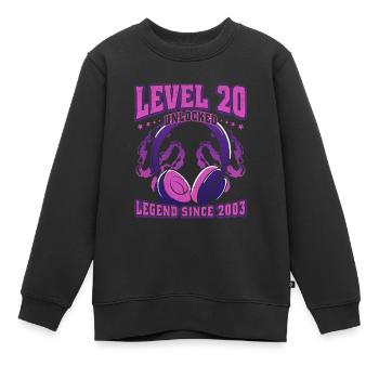 20.Geburtstag LVL20 unlocked 2003 Vintage - Kinder Premium Organic Sweatshirt - Schwarz - Vorne - AI Model Kid Female (0cm)