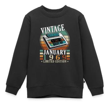 Anniversaire Janvier 1969 Janvier Né en Janvier - Sweat Premium enfant bio - noir - Devant - AI Model Kid Female (0cm)