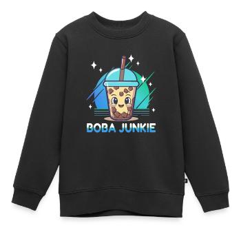 Boba Junkie Bubble Tea Junkie - Sweat Premium enfant bio - noir - Devant - AI Model Kid Female (0cm)
