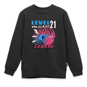 Level 21 Unlocked Funny Video Game Maker 21. - Kids Premium Organic Sweatshirt - black - Front - AI Model Kid Female (0cm)