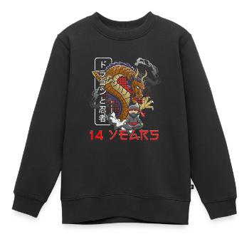 NINJA BIRTHDAY 14 ans Comic 14 Anniversaire - Sweat Premium enfant bio - noir - Devant - AI Model Kid Female (0cm)