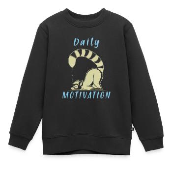 Daily Motivation Lemur - Mocassins Sommeil Fatigué - Sweat Premium enfant bio - noir - Devant - AI Model Kid Female (0cm)