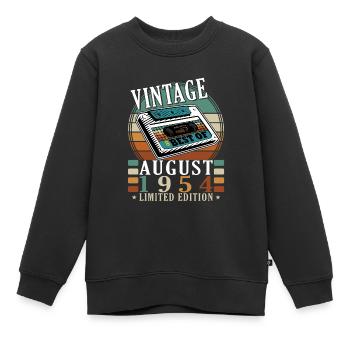 Août 1954 Août Anniversaire 1954 Août - Sweat Premium enfant bio - noir - Devant - AI Model Kid Female (0cm)