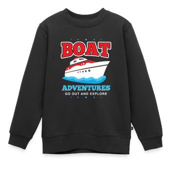 Fischer Boot Angel Ausflug und Abenteuer Fischen - Kinder Premium Organic Sweatshirt - Schwarz - Vorne - AI Model Kid Female (0cm)