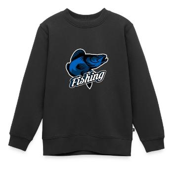 Pêche au sandre - Sweat Premium enfant bio - noir - Devant - AI Model Kid Female (0cm)