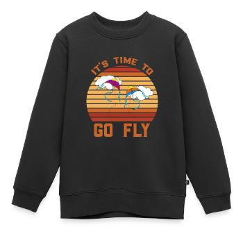 Drachenfliegen Drachen steigen Lenkdrachen - Kinder Premium Organic Sweatshirt - Schwarz - Vorne - AI Model Kid Female (0cm)