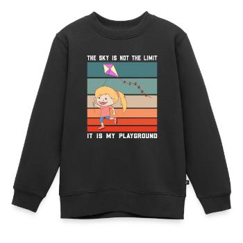 Cerf-volant cerf-volant Cadeau rétro - Sweat Premium enfant bio - noir - Devant - AI Model Kid Female (0cm)