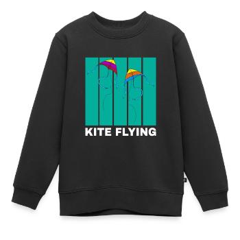 Cerf-volant Dicton cerf-volant Cadeau - Sweat Premium enfant bio - noir - Devant - AI Model Kid Female (0cm)