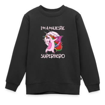 Licorne Super-héros Licornes Licorne Bébé licorne - Sweat Premium enfant bio - noir - Devant - AI Model Kid Female (0cm)