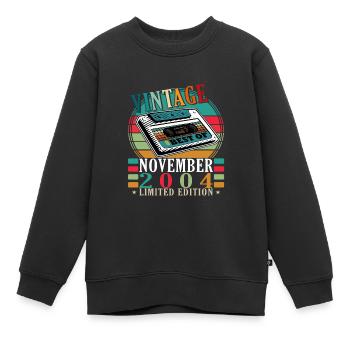 2004 Novembre 2004 Anniversaire Novembre 2004 - Sweat Premium enfant bio - noir - Devant - AI Model Kid Female (0cm)
