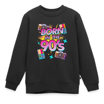 Né dans les années 90, Né dans les années 90 - Sweat Premium enfant bio - noir - Devant - AI Model Kid Female (0cm)