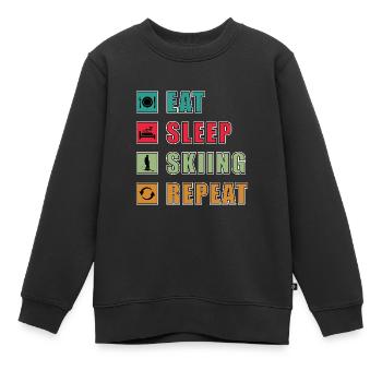 Eat Sleep Ski Repeat - Schifahren Skifahren Winter - Kinder Premium Organic Sweatshirt - Schwarz - Vorne - AI Model Kid Female (0cm)