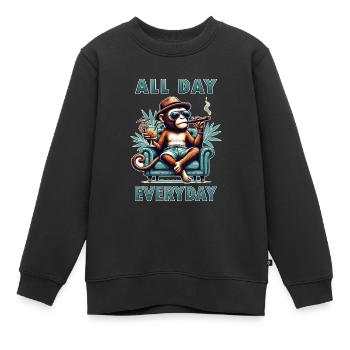 All day, everyday - Faulheit entspannen - Kinder Premium Organic Sweatshirt - Schwarz - Vorne - AI Model Kid Female (0cm)
