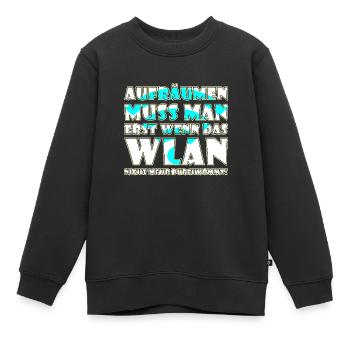 Erst aufräumen wenn das WLAN Signal schwach wird - Kinder Premium Organic Sweatshirt - Schwarz - Vorne - AI Model Kid Female (0cm)