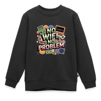no wifi no problem - Kids Premium Organic Sweatshirt - black - Front - AI Model Kid Female (0cm)
