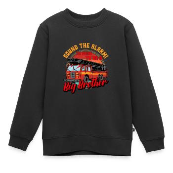 Attention je serai bientôt grand frère - pompier - Sweat Premium enfant bio - noir - Devant - AI Model Kid Female (0cm)