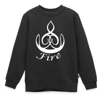 L’élément feu - Sweat Premium enfant bio - noir - Devant - AI Model Kid Female (0cm)