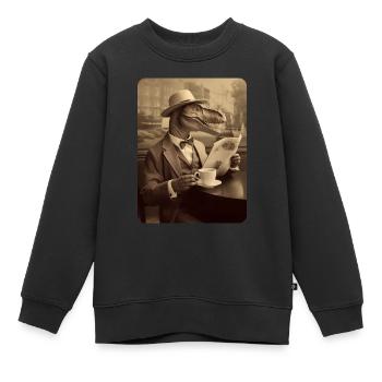 Robert liest beim Frühstück die Zeitung - Kinder Premium Organic Sweatshirt - Schwarz - Vorne - AI Model Kid Female (0cm)