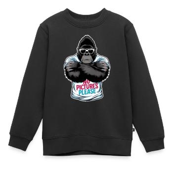 Keine Bilder bitte - Kinder Premium Organic Sweatshirt - Schwarz - Vorne - AI Model Kid Female (0cm)