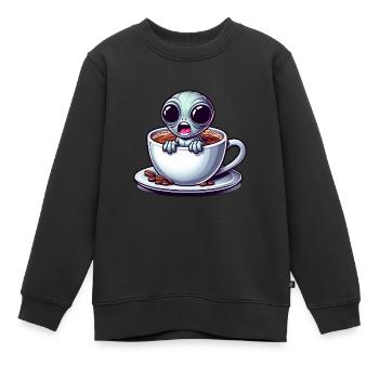 Alien Kaffeeliebhaber Koffein Schock - Kinder Premium Organic Sweatshirt - Schwarz - Vorne - AI Model Kid Female (0cm)