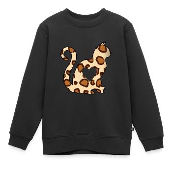 LEO braun Katze herz silhouette katzenlover black - Kinder Premium Organic Sweatshirt - Schwarz - Vorne - AI Model Kid Female (0cm)