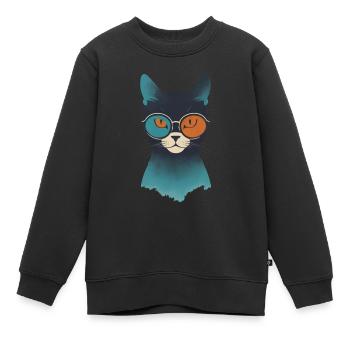 L’œil de chat en contraste - Sweat Premium enfant bio - noir - Devant - AI Model Kid Female (0cm)