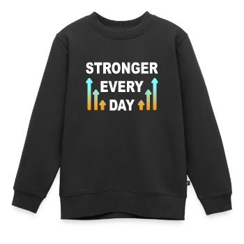 Plus fort chaque jour - Sweat Premium enfant bio - noir - Devant - AI Model Kid Female (0cm)