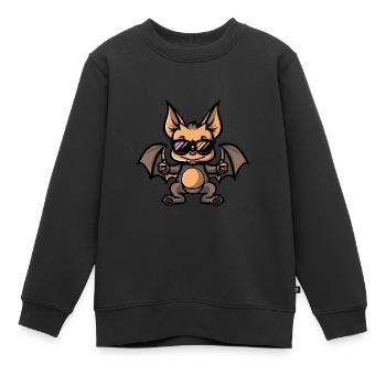 Fledermaus Cool Comic - Kinder Premium Organic Sweatshirt - Schwarz - Vorne - AI Model Kid Female (0cm)
