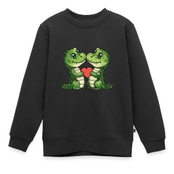 Alligator Paar Liebe - Kinder Premium Organic Sweatshirt - Schwarz - Vorne - AI Model Kid Female (0cm)