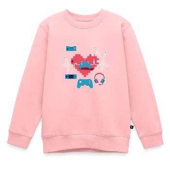 Retro Gaming Heart Gift Idea Heartbeat - Kids Premium Organic Sweatshirt - rose - Front - AI Model Kid Female (0cm)