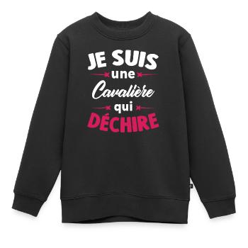 Je suis une Cavalière qui déchire - Sweat Premium enfant bio - noir - Devant - AI Model Kid Female (0cm)