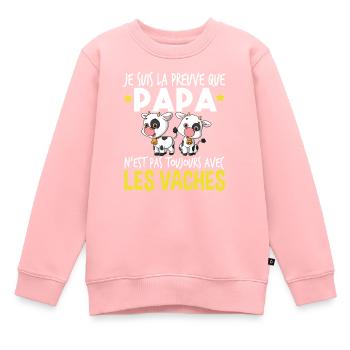 Vache Papa Bébé Nourrisson Naissance Cadeau - Sweat Premium enfant bio - rose - Devant - AI Model Kid Female (0cm)