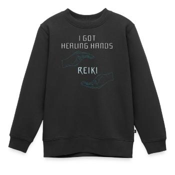 Mains guérissantes | Reiki thérapie Cadeaux ésotériques - Sweat Premium enfant bio - noir - Devant - AI Model Kid Female (0cm)