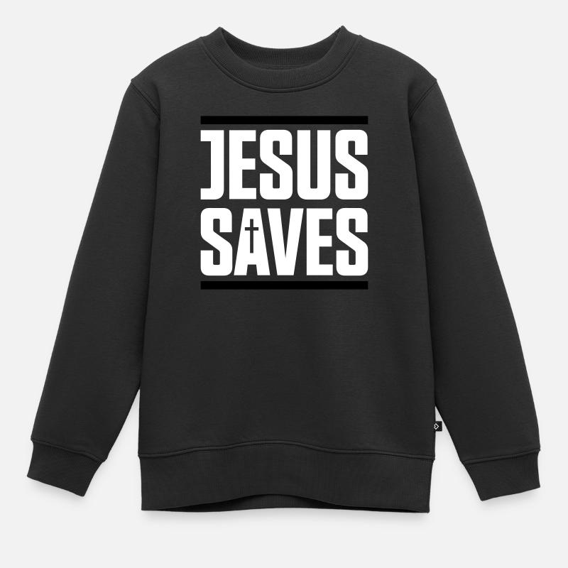 jesus saves - Sweat Premium enfant bio - noir