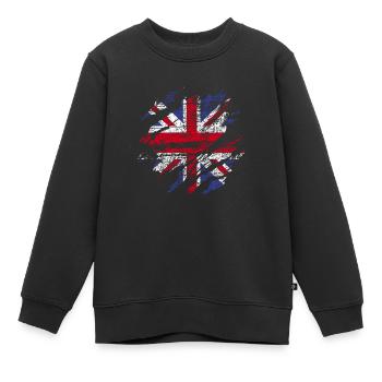 Großbritannien - Kinder Premium Organic Sweatshirt - Schwarz - Vorne - AI Model Kid Female (0cm)