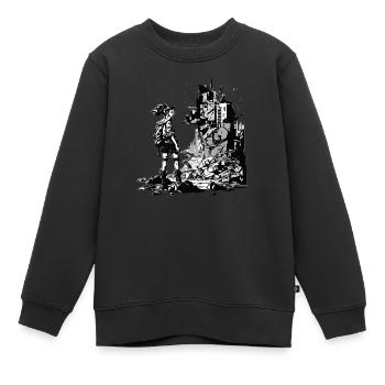 Monde de science-fiction sombre avec une seule héroïne - Sweat Premium enfant bio - noir - Devant - AI Model Kid Female (0cm)