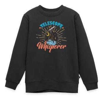Space Stars Planets Telescope Astronomy - Sweat Premium enfant bio - noir - Devant - AI Model Kid Female (0cm)