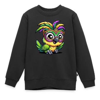 Perroquet Mardi Gras, Plumage Coloré - Sweat Premium enfant bio - noir - Devant - AI Model Kid Female (0cm)