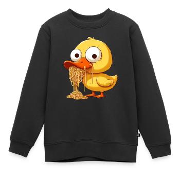Cute Duck Clumsy Spaghetti Lover - Kids Premium Organic Sweatshirt - black - Front - AI Model Kid Female (0cm)