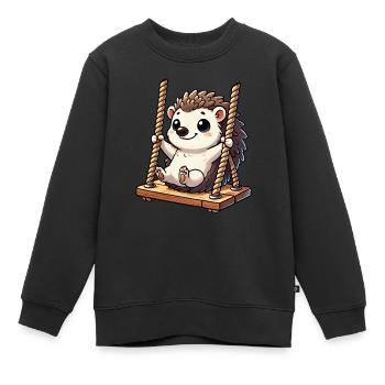 Hérisson mignon balançoires terrain de jeu enfants amusant - Sweat Premium enfant bio - noir - Devant - AI Model Kid Female (0cm)
