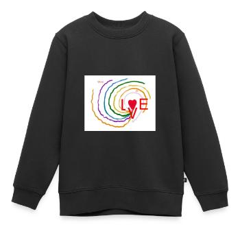 World of LOVE - Sweat Premium enfant bio - noir - Devant - AI Model Kid Female (0cm)
