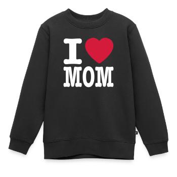 i love mom EN - Kids Premium Organic Sweatshirt - black - Front - AI Model Kid Female (0cm)