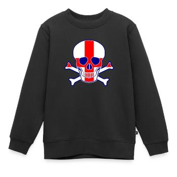 England Flaggenschädel - Kinder Premium Organic Sweatshirt - Schwarz - Vorne - AI Model Kid Female (0cm)