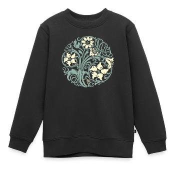 Art Nouveau Floral Ornament - Sweat Premium enfant bio - noir - Devant - AI Model Kid Female (0cm)